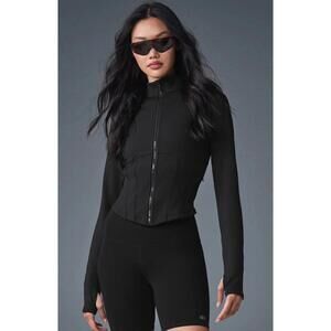 Alo Yoga Airbrush Corset Full Zip Jacket Black XXS